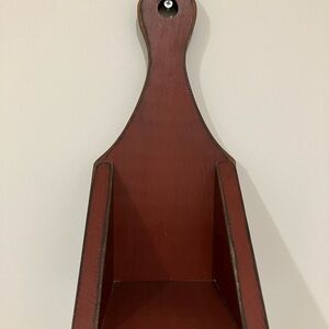 Primitive Rustic Red Wooden Wall Shelf